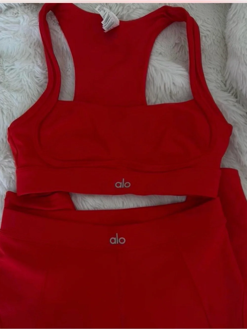 Alo Red Sports Bra and Leggings Set